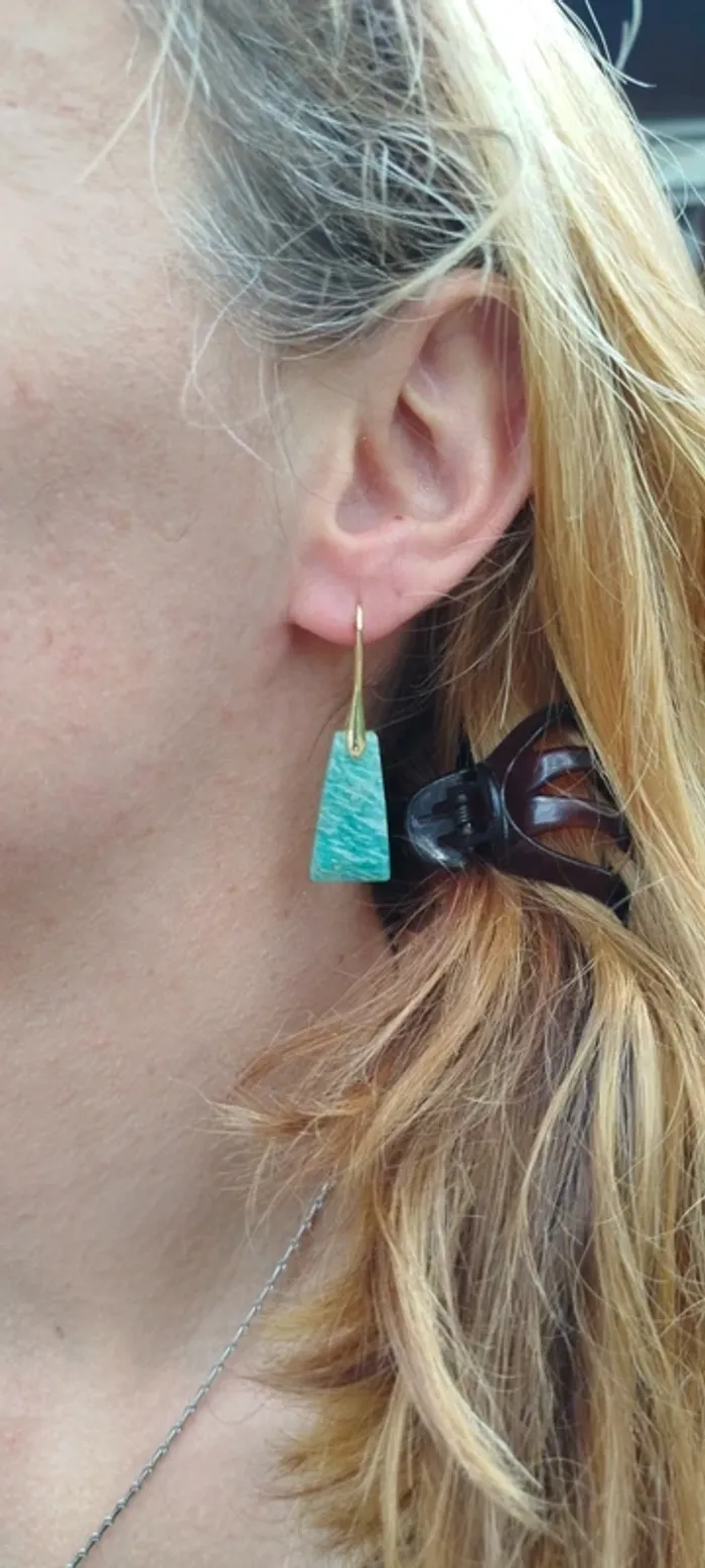 Élégance Naturelle – Boucles d’oreilles en Or 24K💫Aventurine AA - photo numéro 2