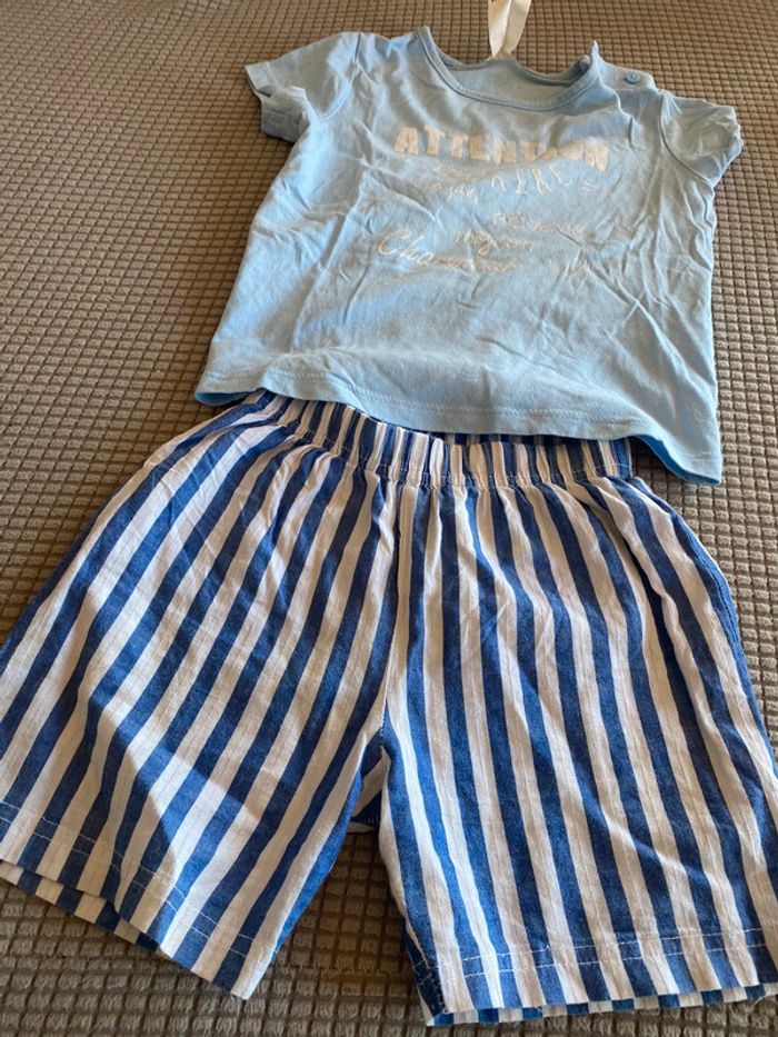 Ensemble marin bébé garçon ou fille polo t-shirt + short 24 mois 18/24mois m