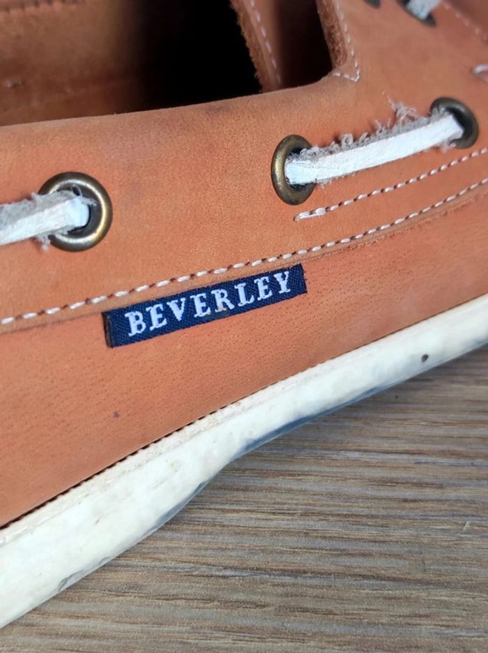 Chaussures bateau camel blanc cuir / Beverley - 40 - photo numéro 9