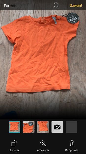T shirt MC 24 mois orange neuf avec étiquette
