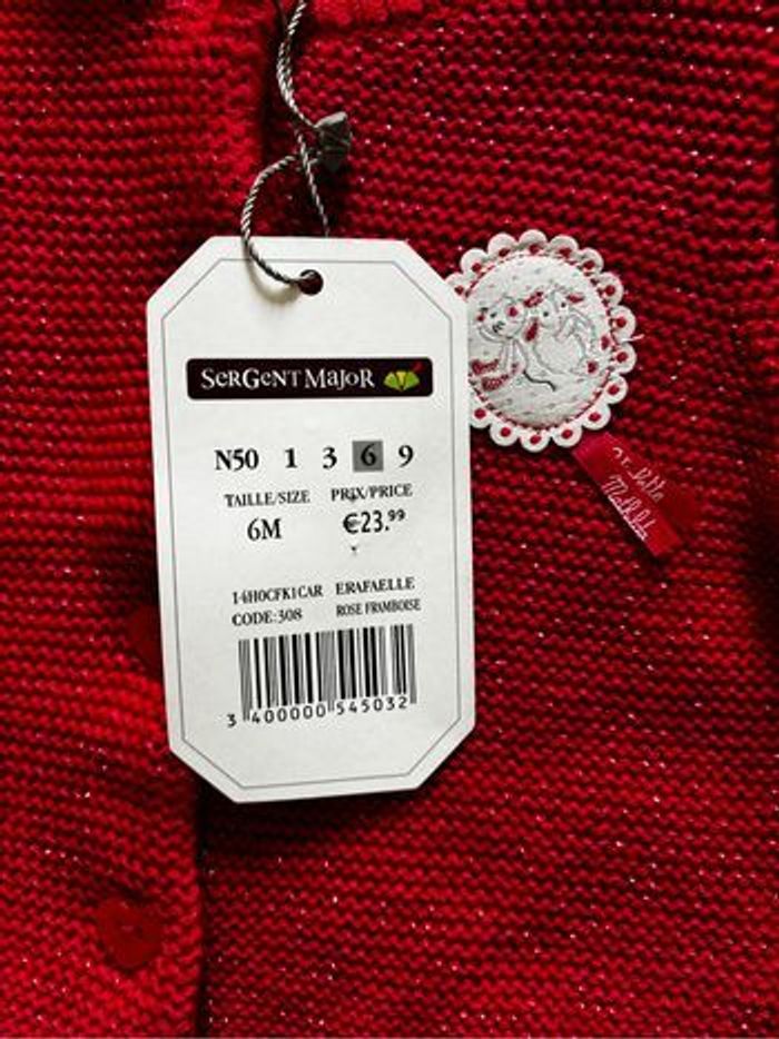 Gilet rouge bébé fille Sergent Major 6 mois NEUF - photo numéro 2