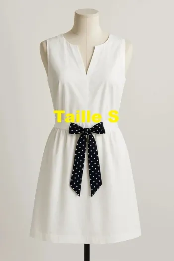 Robe blanche / crème nœud bleu marine à pois Vero Moda Taille S