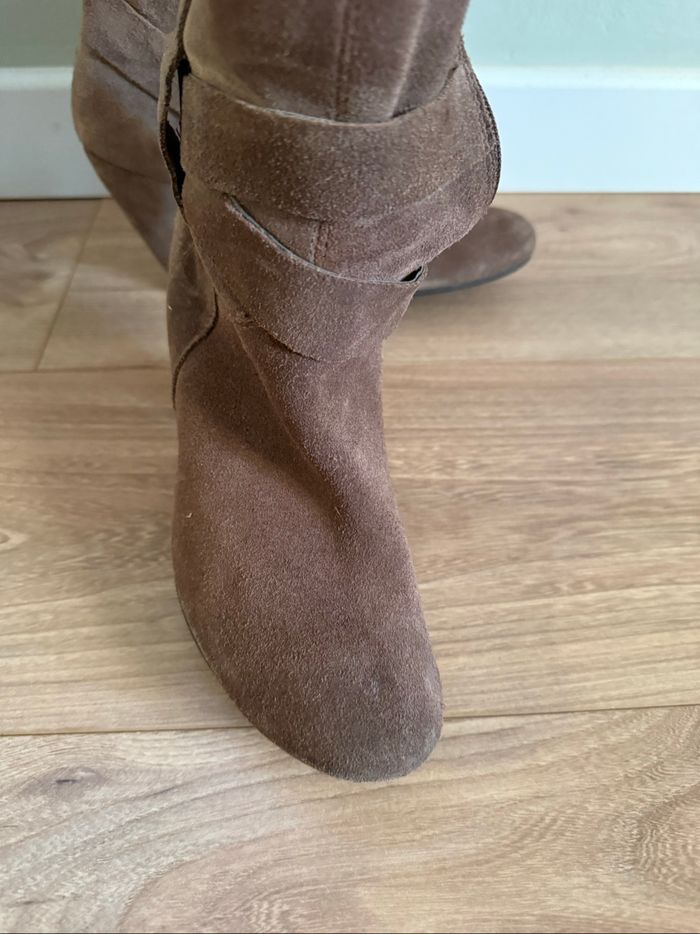 Bottes cuir retourné camel - photo numéro 4