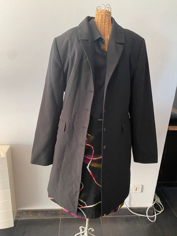 Veste blazer long 3/4 noir camaïeu taille 38 - photo numéro 17