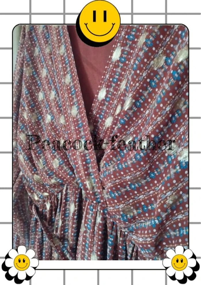 Robe longue TU marron terracotta / dorée - photo numéro 4