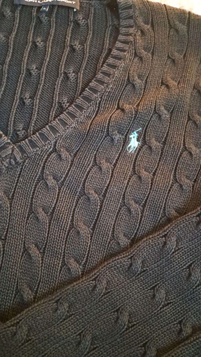 Pull torsadé en V ralph lauren noir - photo numéro 3
