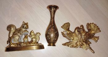 Ensemble de 3 décos en métal doré 