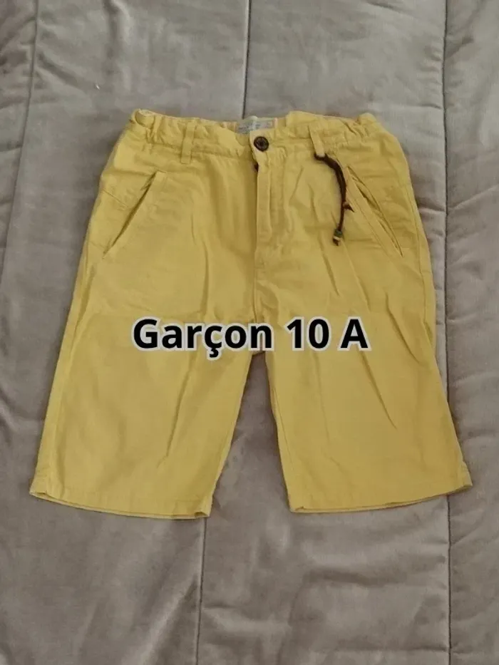 Pantacourt short Zara jaune moutarde garçon 10 ans - photo numéro 5
