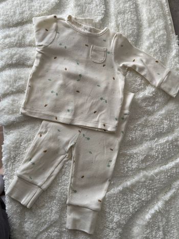 Ensemble bébé côtelé écru 3 mois