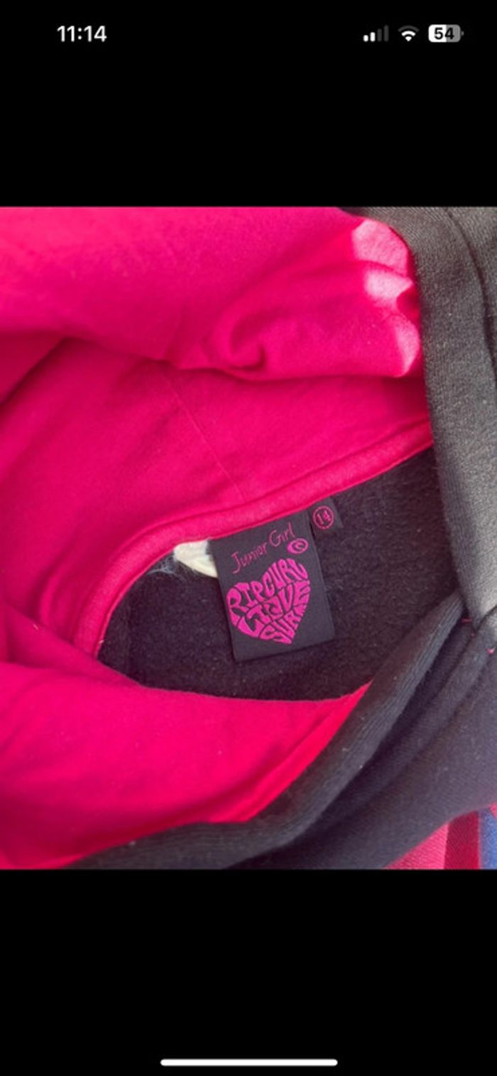 Sweat à capuche noir rip curl love coloré  Taille 14 ans - photo numéro 5
