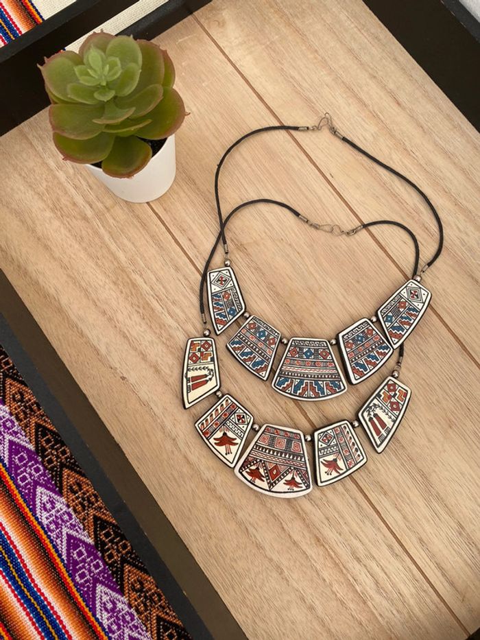 Lot 2 colliers céramique motifs Pérou - photo numéro 2