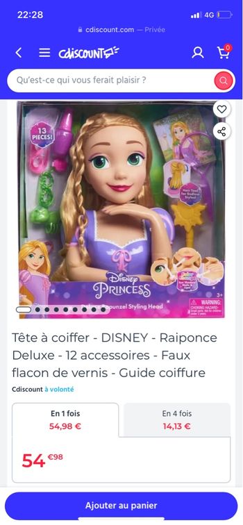 Tête à coiffé raiponce deluxe au long cheveux