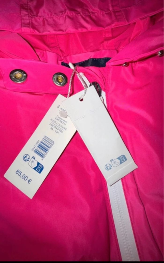 Veste manteau coupe-vent imperméable Jacadi 2 en 1 fille rose couture. Taille 3 ans. Neuve avec étiquette. - photo numéro 7