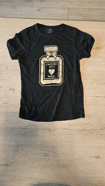T shirt noir à manches courtes, J adore n°1, YD, 10/11 ans, nickel