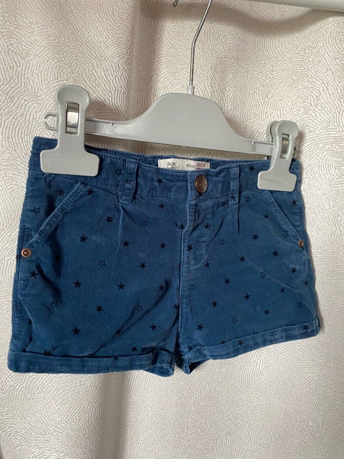 Short velours bleu Petrol étoiles noires 12/18 mois Zara BabyGirl - photo numéro 6