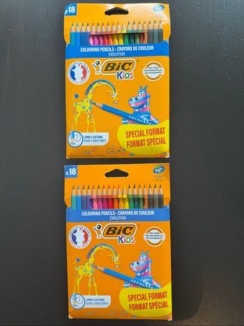 2 packs crayons de couleur bic (18 crayons) bic