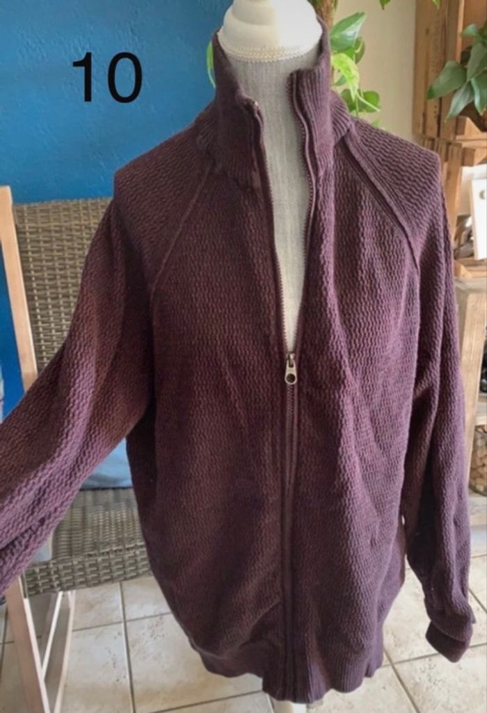 🧶 Gilet zippé homme C&A The Basics – Taille L – Coloris prune/marron chiné