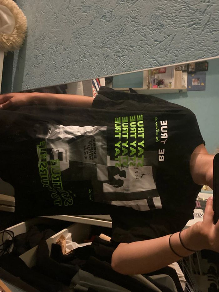 t shirt oversize shein noir à dessin imprimé - photo numéro 2