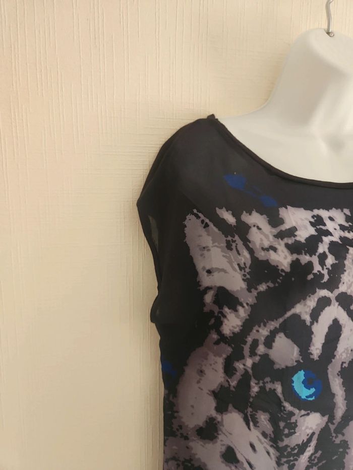 Blouse sans manches motif félin yeux bleus Pimkie S - photo numéro 3