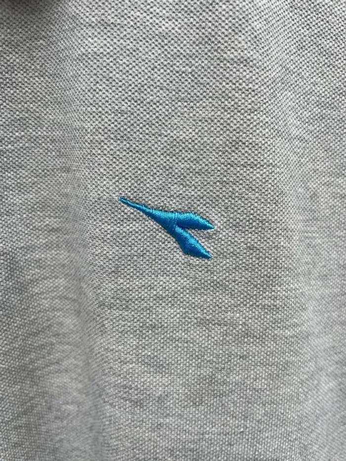 Diadora sport tennis vintage grey blue polo Mens S - photo numéro 2