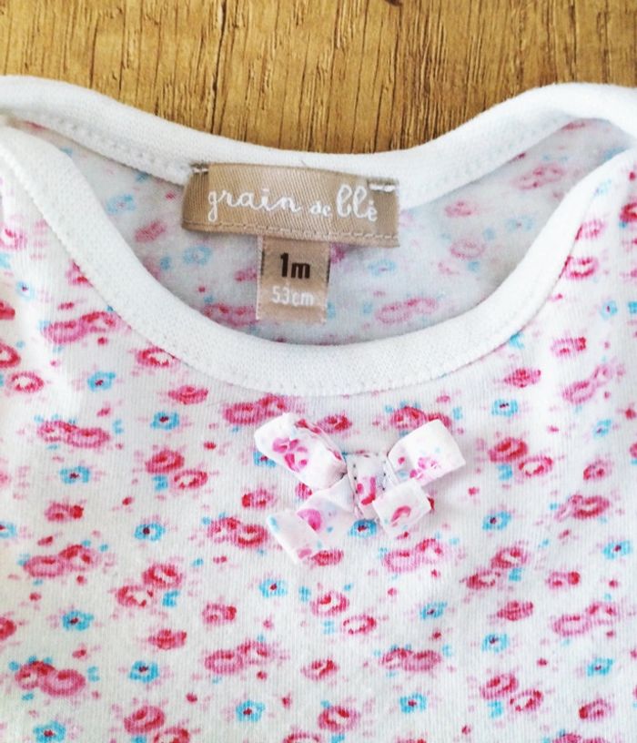 Body robe fille liberty fleurs taille 1 mois Grain de blé - photo numéro 2