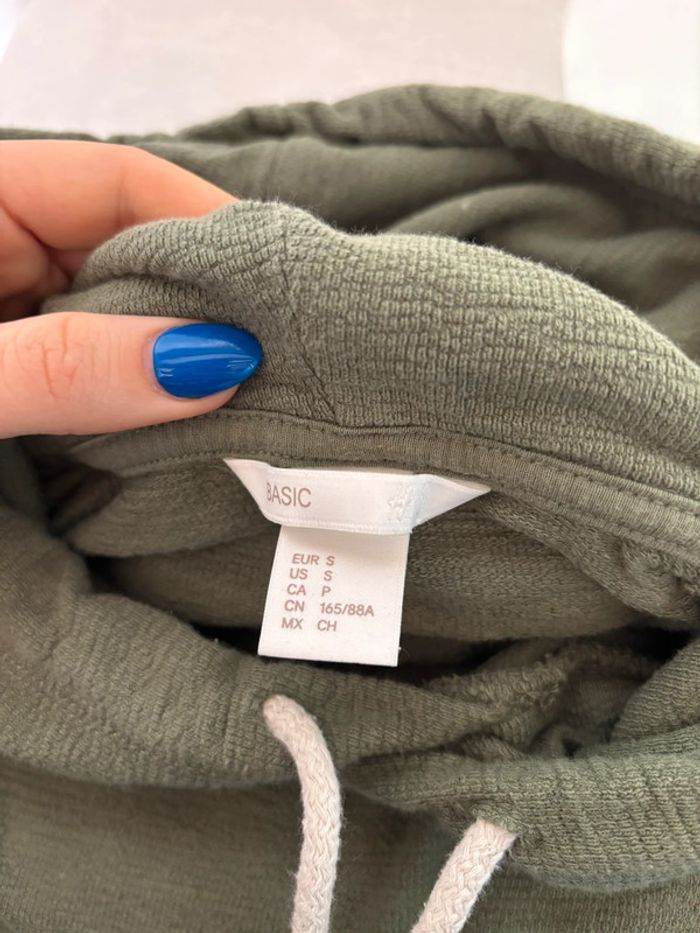 Sweat à capuche vert basic H&M - Taille S - photo numéro 3