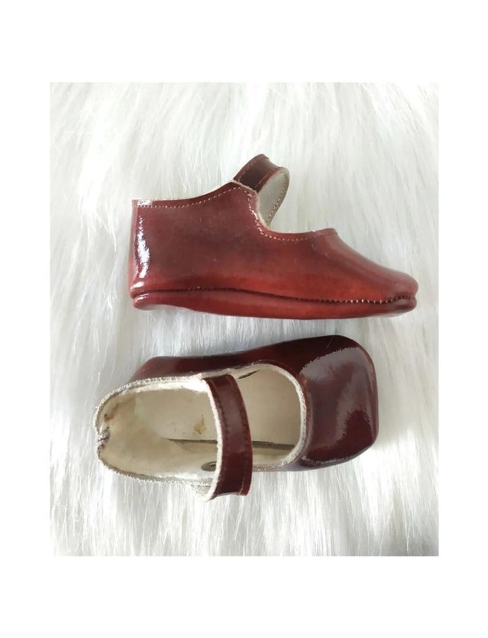 Chaussures ballerines en cuir verni authentique vintage années 80 pour nouveau-né - photo numéro 3