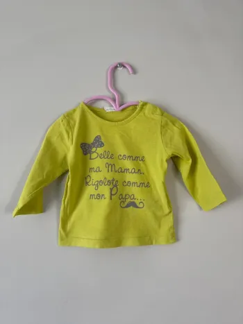 👚 haut manches longues - bébé fille - 6 mois - bon état - 100% coton