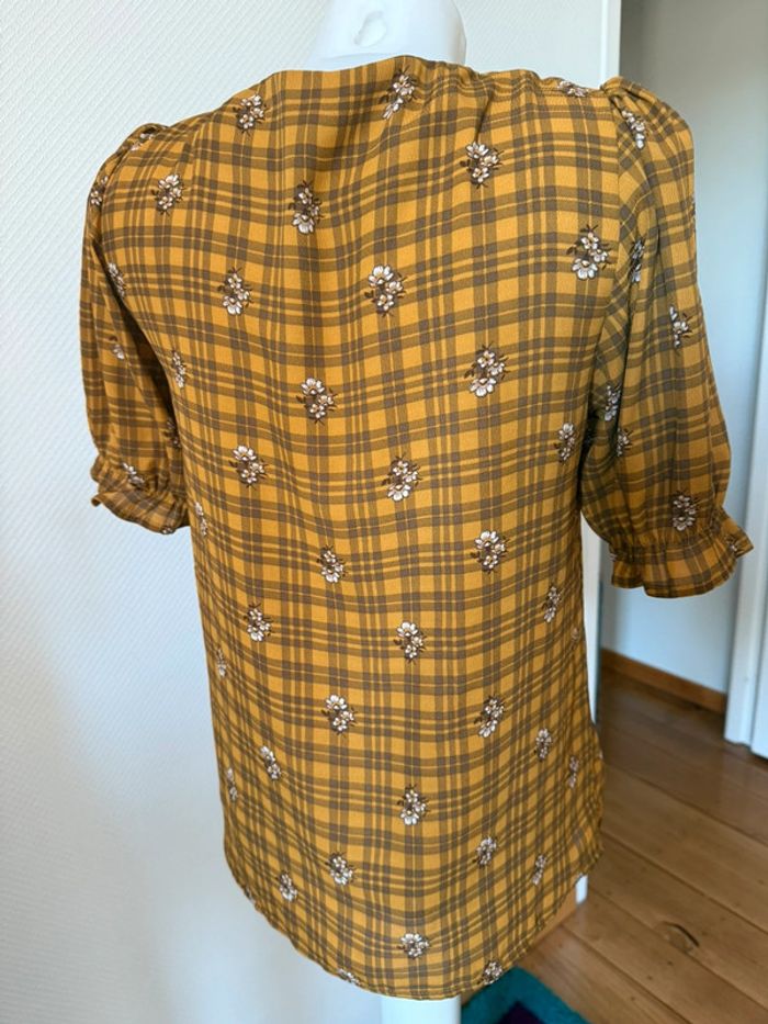 Blouse moutarde à carreaux en très bon état taille S mixxo - photo numéro 4
