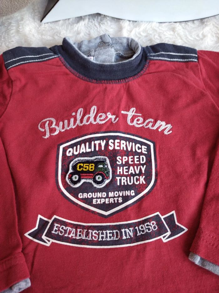 Tee shirt chemise manches longues Garçon 12 mois Builder team My Chicco 100% coton - photo numéro 4