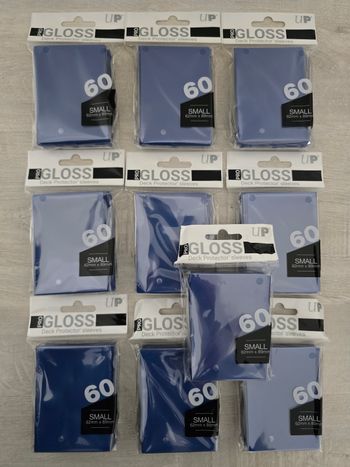 Lot de 10 paquets de 60 sleeves Ultra Pro Deck Protector Gloss Mini Bleu