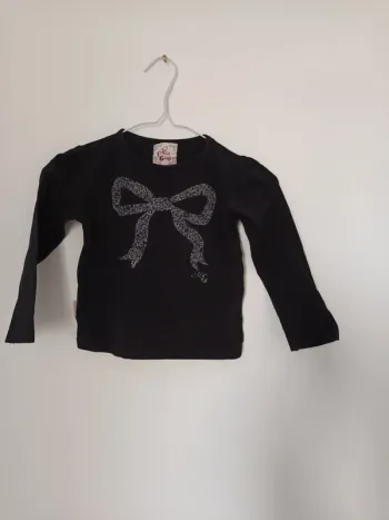 Top haut t-shirt manches longues fille noir Miss Girly 3 ans