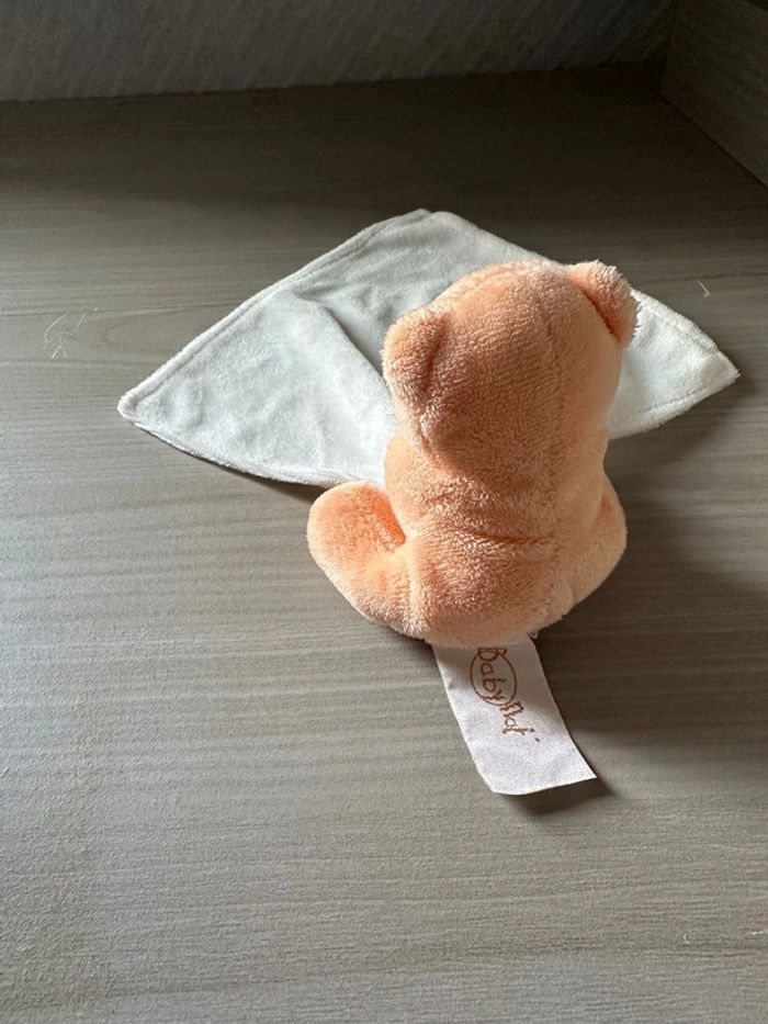 Doudou plat ours orange mouchoir blanc Baby nat - photo numéro 2