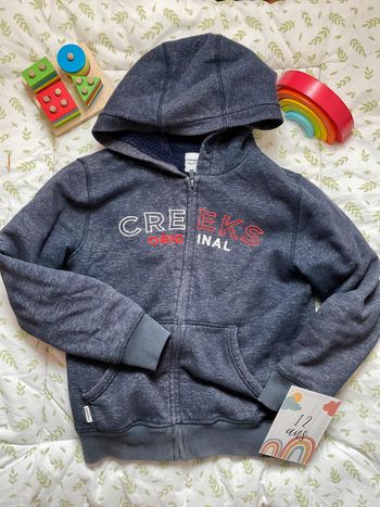 gilet zippé à capuche marine chiné très chaud doublé polaire 12 ans creeks