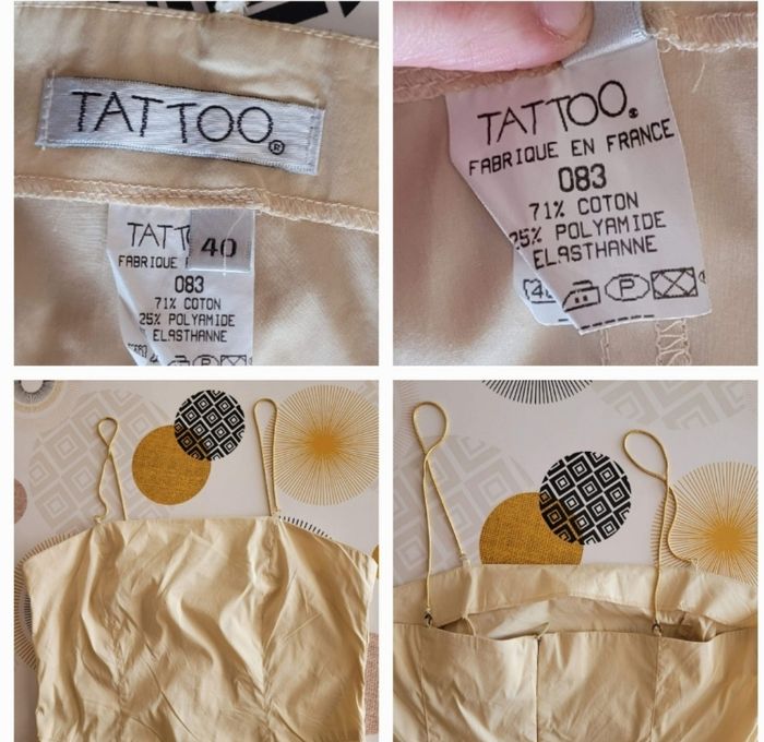 Tattoo Paris Robe  Longue TFr38/TM- Beige_Champagne avec Fines bretelles Dorées en TB - photo numéro 4