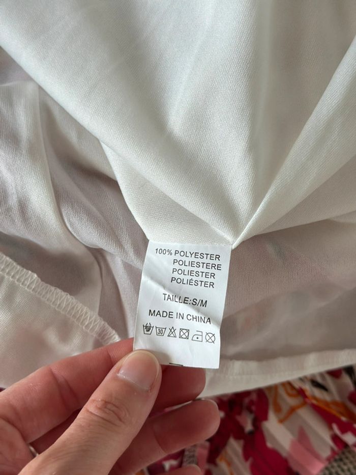 Belle robe longue à motifs fleuris colorés rose et orange – Taille S/M – Lilie Rose - photo numéro 10