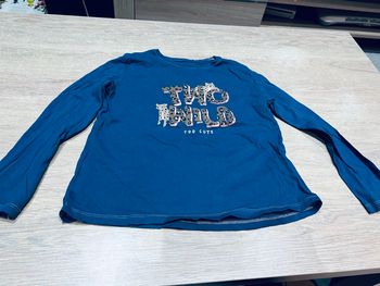 Teeshirt manches longues bleu écriture léopard 8 ans 