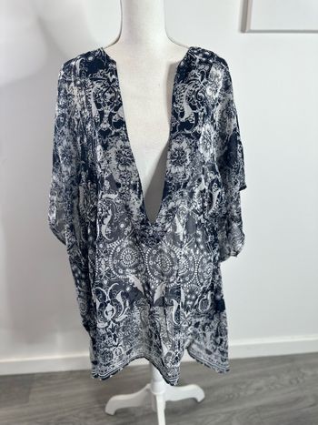 Paréo transparent bleu marine et blanc TU