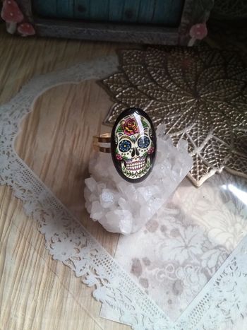 Bague crâne fête des morts mexicaine