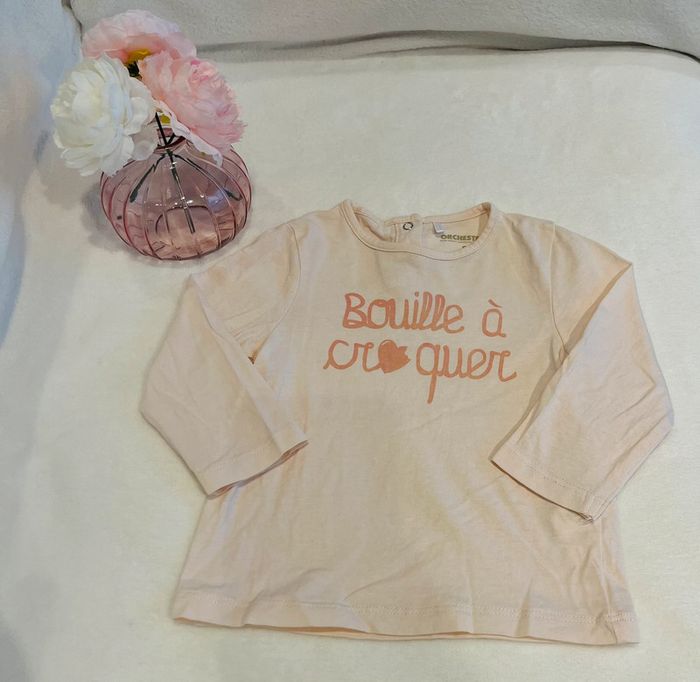 Haut / tee shirt manche longue « Bouille à croquer » Orchestra 9 mois 71cm - photo numéro 3