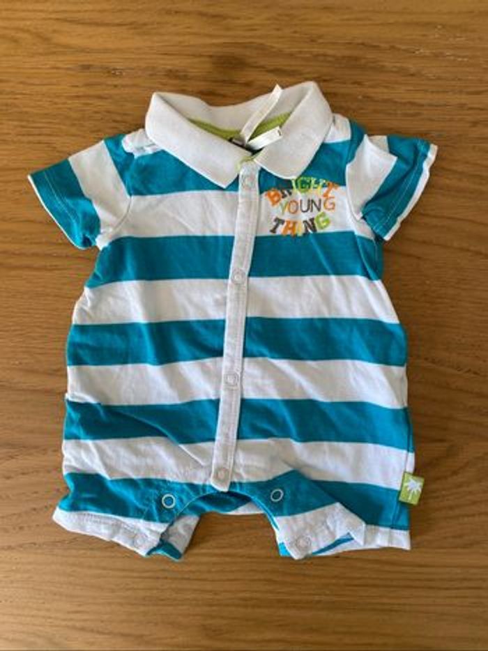 Orchestra Barboteuse / Combishort  turquoise et blanc Taille Naissance - photo numéro 2