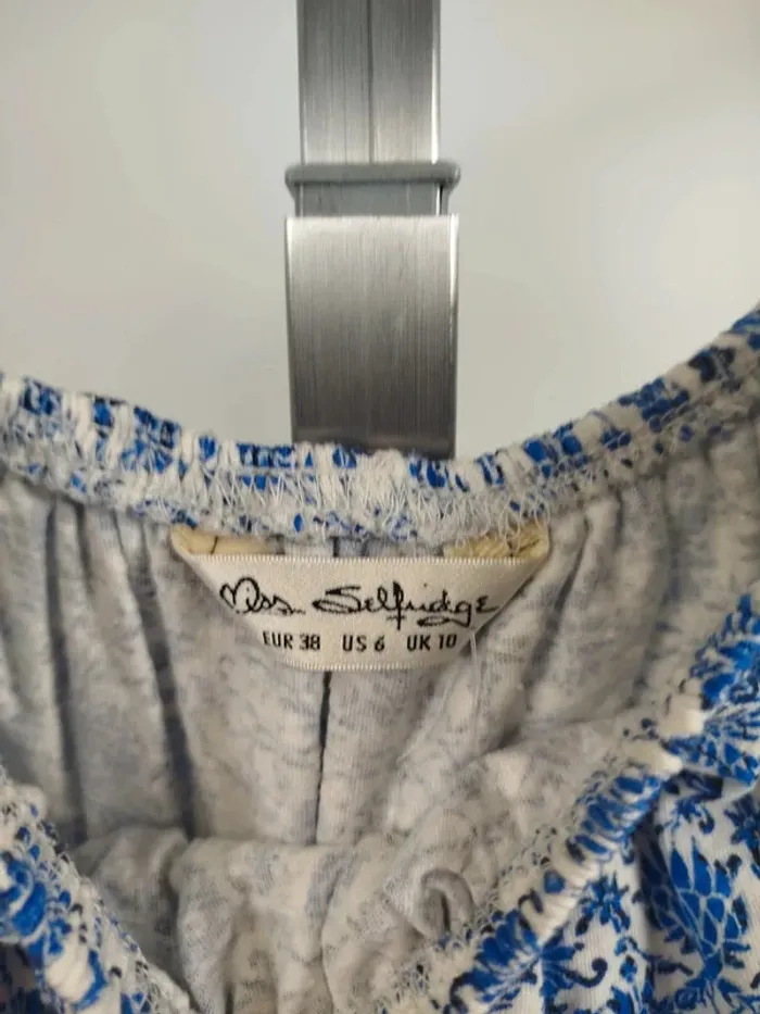 Top Miss Selfridge épaules dénudées - motif fleur bleues liberty taille 38 - A252 - photo numéro 3