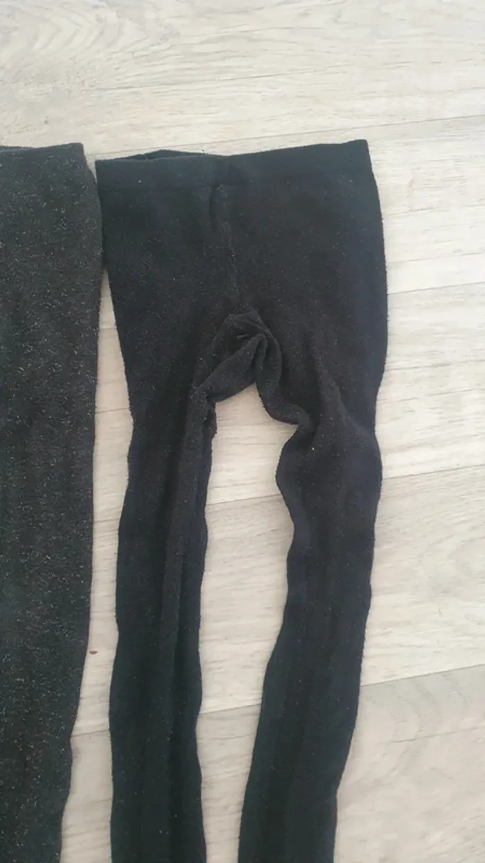 Lot de 2 collants épais hiver noir pailleté fille taille 24/26 - photo numéro 5