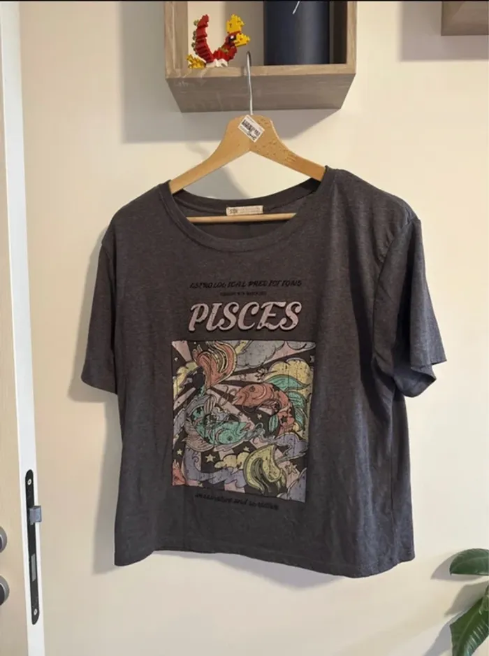 T-shirt logo stradivarius gris