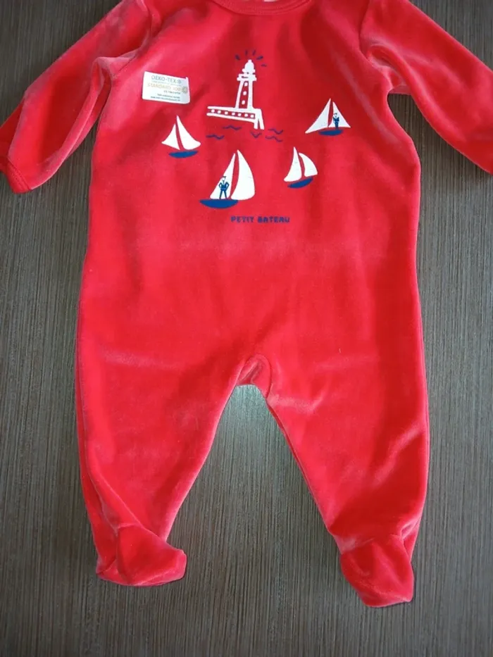 Pyjamas chaud en velours mixte petit bateau 3 mois - photo numéro 2