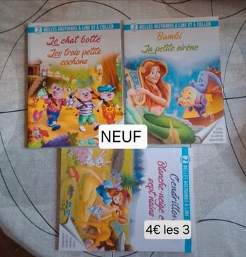 3 livres de dessins animés NEUFS avec autocollants pour enfant