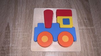 Puzzle train en bois 1er âge 6 pièces