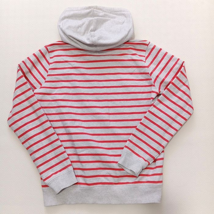 Sweat a Capuche Okaïdi Gris Clair a Rayures. Taille 14 ans 164 cms. 100% coton - photo numéro 2