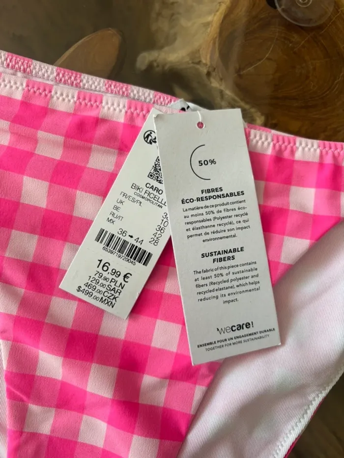 Maillot de bain 2 pièces Etam carreaux rose et blanc - photo numéro 4