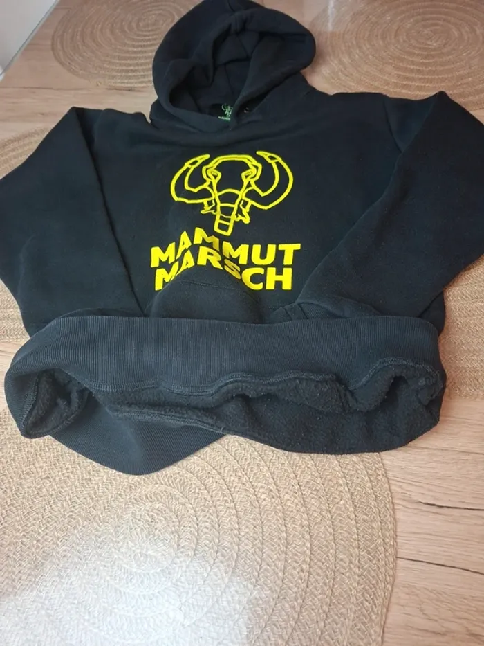 Sweat à capuche Mammutmarsch noir logo jaune - photo numéro 5